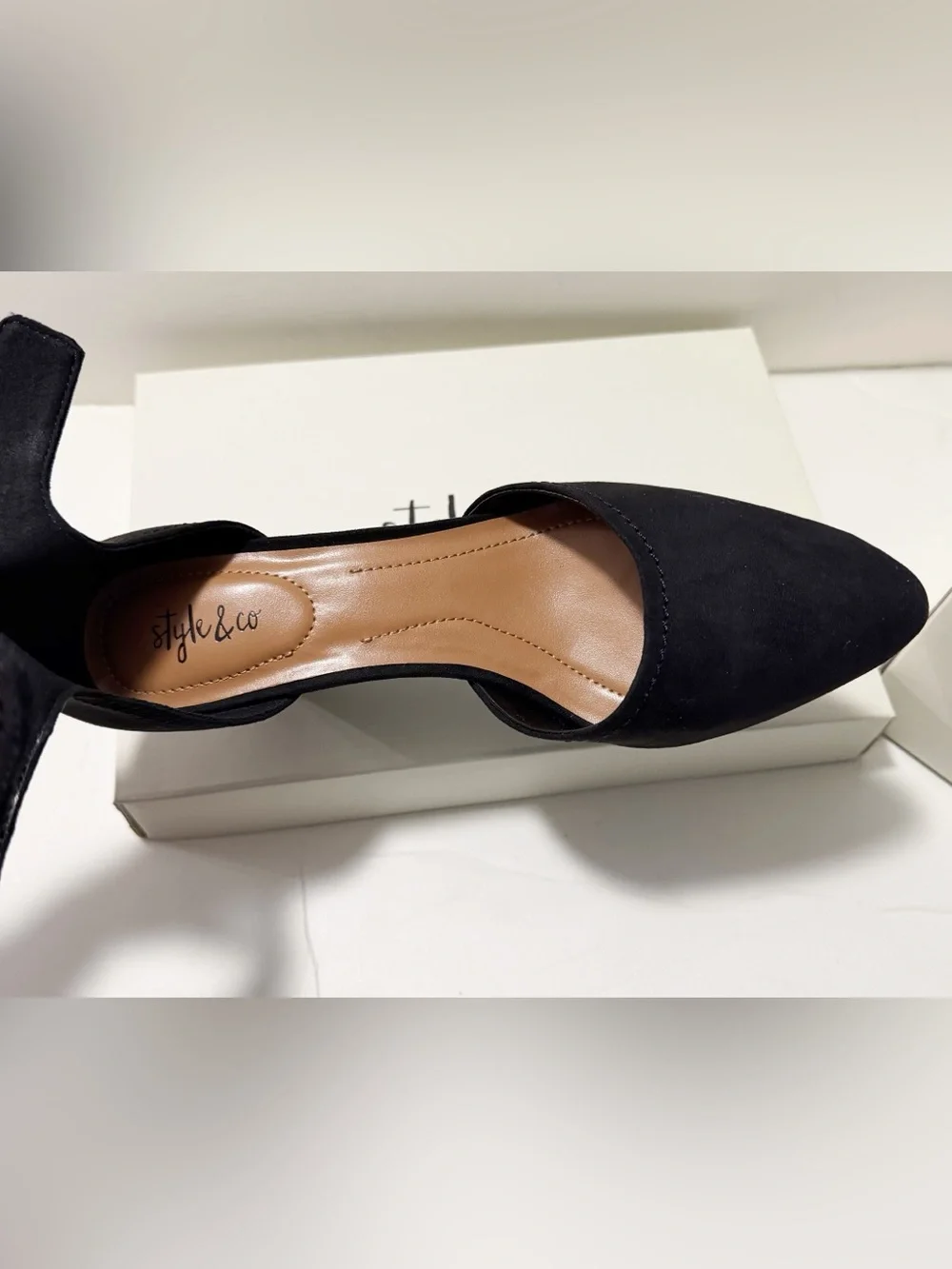 NIB Style & Co. YARAHF Two-Piece Wedge Pump Black Sandals